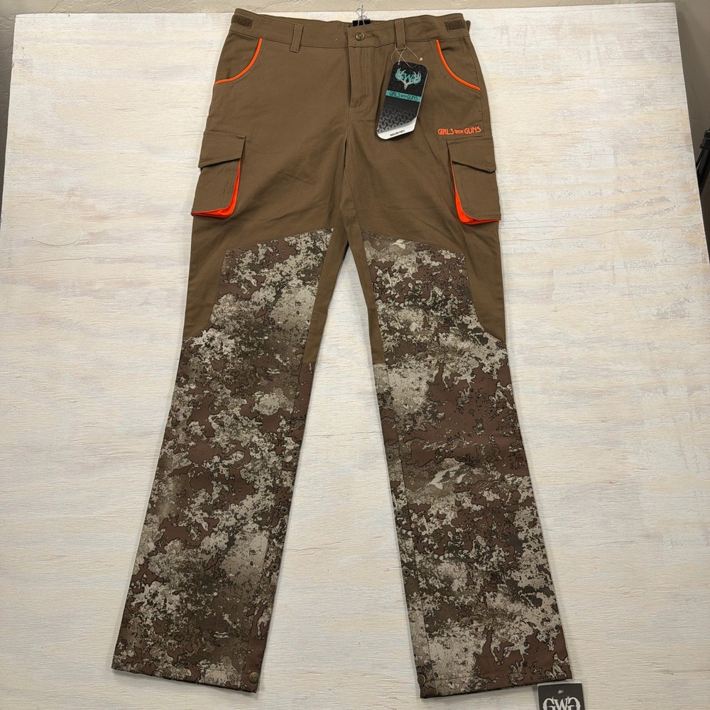 Girls With Guns Highland Pants Medium NWT Adjustable Inseam Camo Brown Womens